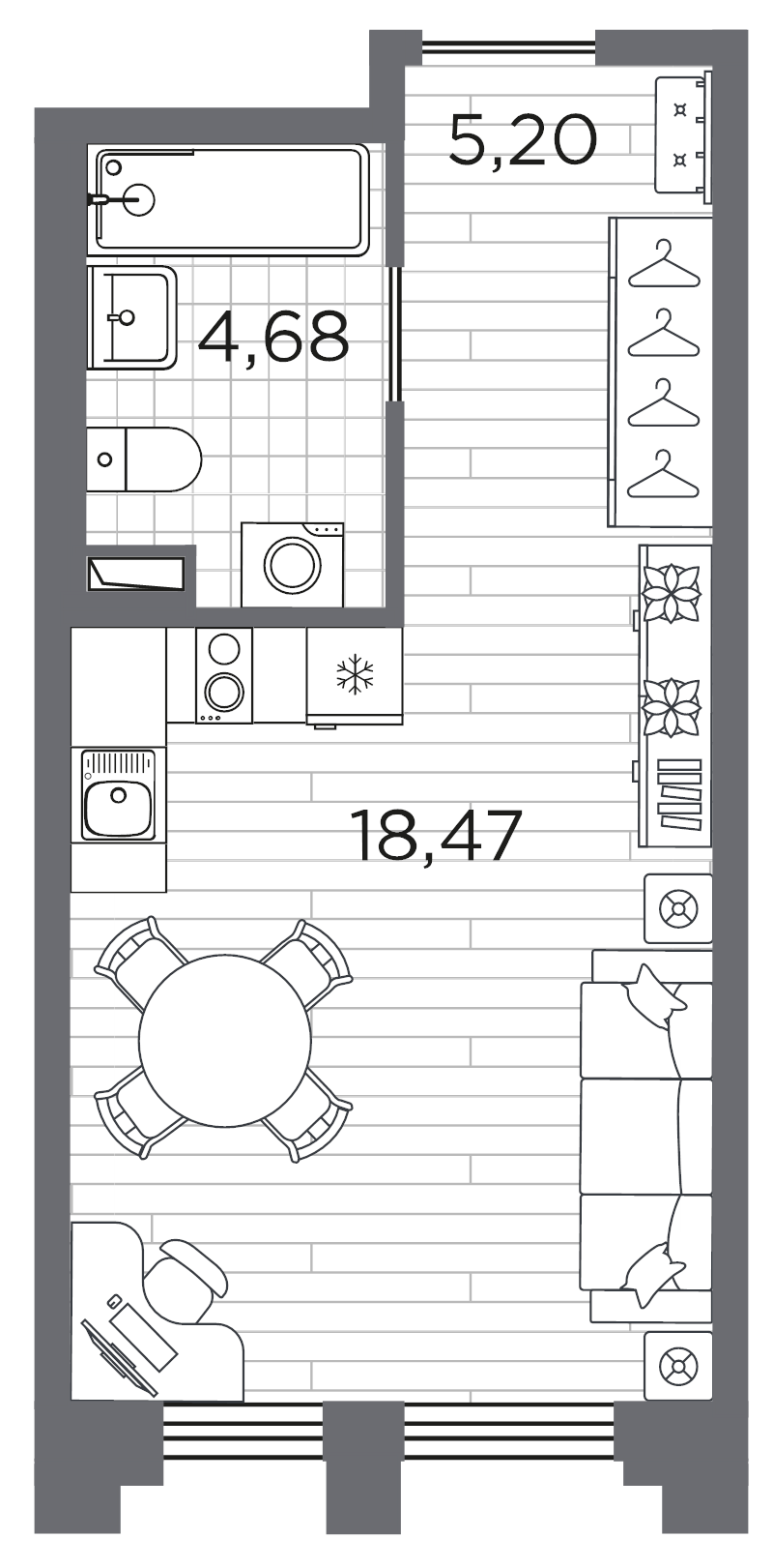 1-комнатная квартира, 28.35 м²; этаж: 1 - купить в Санкт-Петербурге