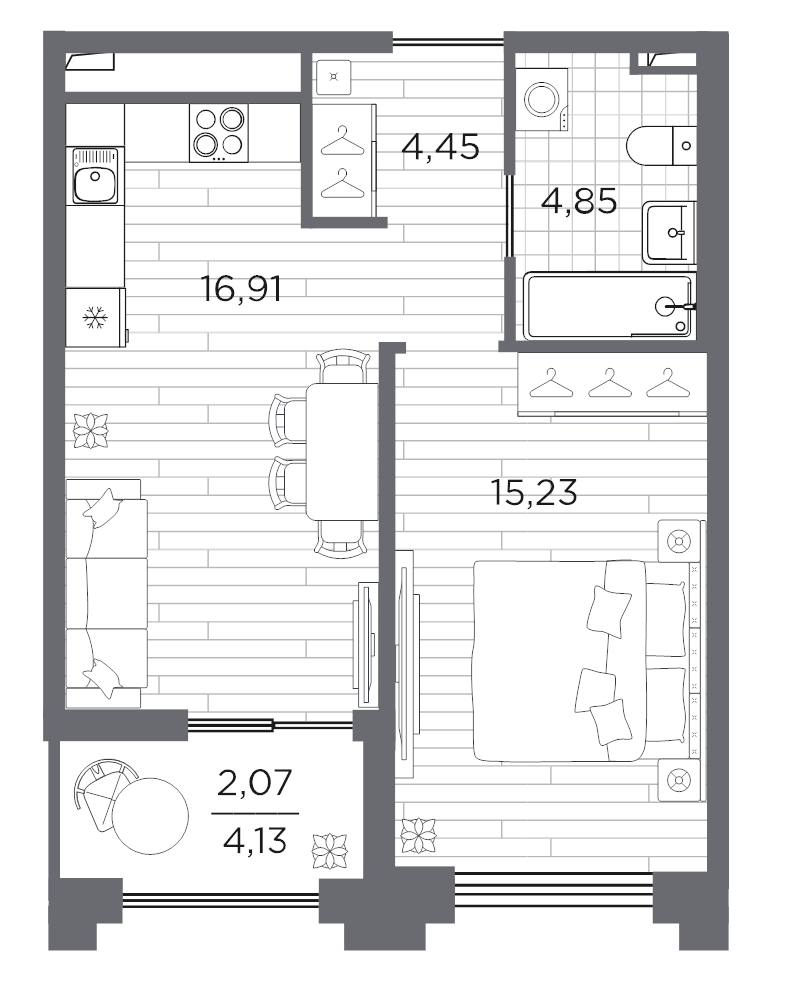 1-комнатная квартира, 43.51 м²; этаж: 1 - купить в Санкт-Петербурге