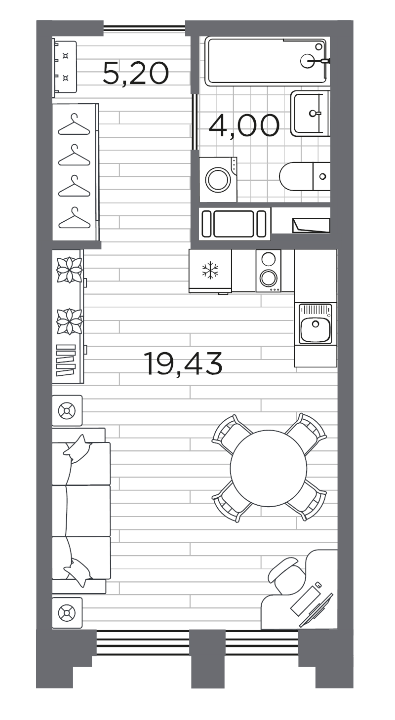 1-комнатная квартира, 28.63 м²; этаж: 2 - купить в Санкт-Петербурге