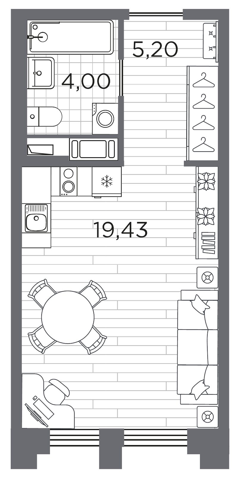 1-комнатная квартира, 28.63 м²; этаж: 2 - купить в Санкт-Петербурге