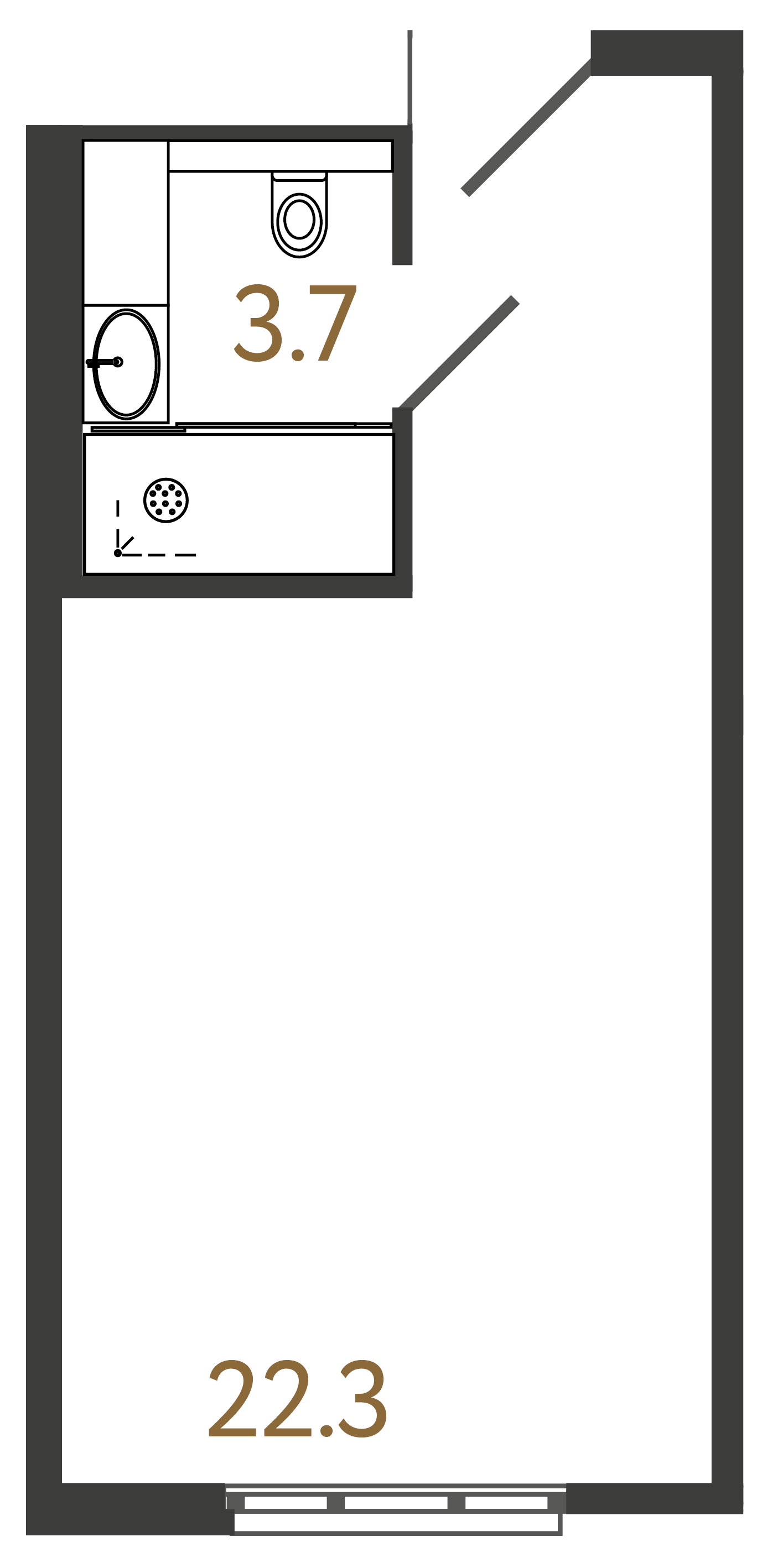 1-комнатная квартира  №1102 в ARTSTUDIO М103: 26 м², этаж 11 - купить в Санкт-Петербурге