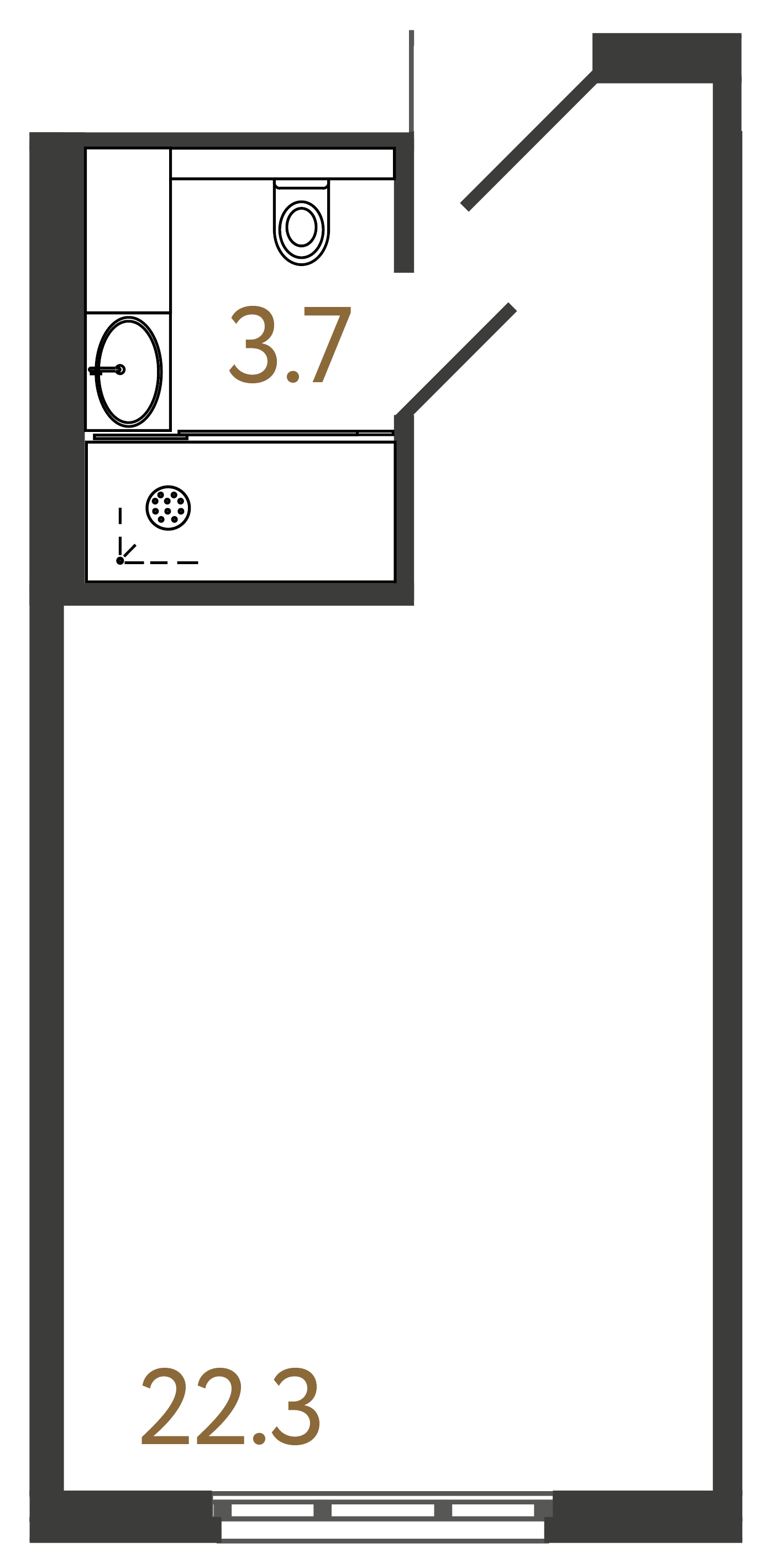 1-комнатная квартира  №1306 в ARTSTUDIO М103: 26 м², этаж 13 - купить в Санкт-Петербурге