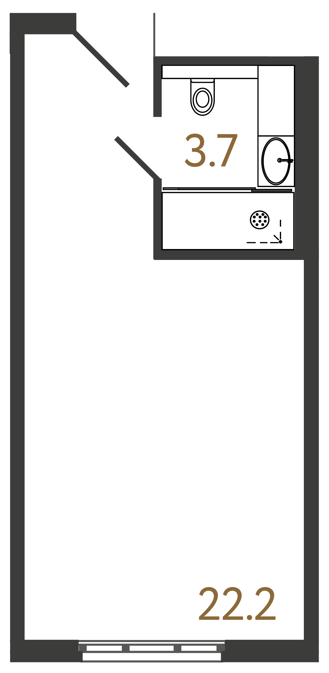1-комнатная квартира  №1412 в ARTSTUDIO М103: 25.9 м², этаж 14 - купить в Санкт-Петербурге
