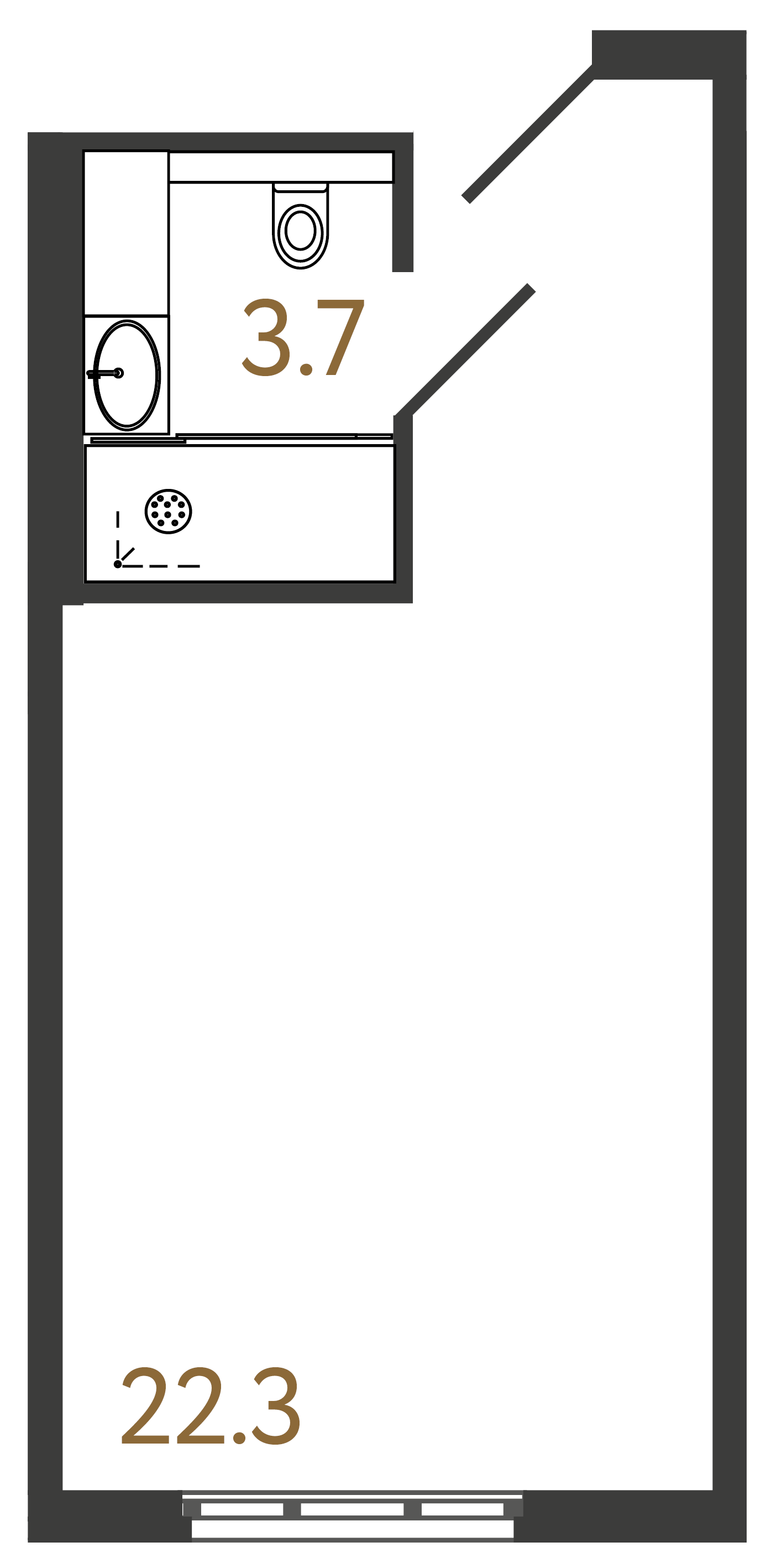 1-комнатная квартира  №1314 в ARTSTUDIO М103: 26 м², этаж 13 - купить в Санкт-Петербурге