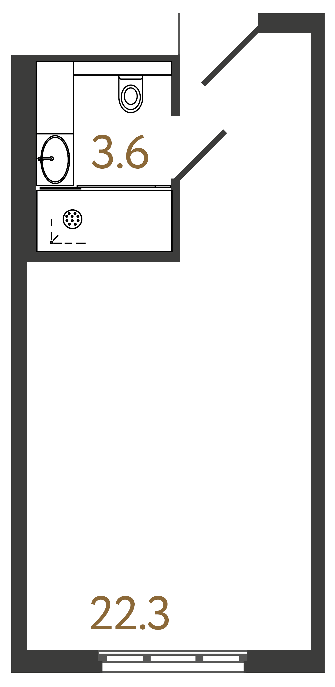 1-комнатная квартира  №1302 в ARTSTUDIO М103: 25.9 м², этаж 13 - купить в Санкт-Петербурге