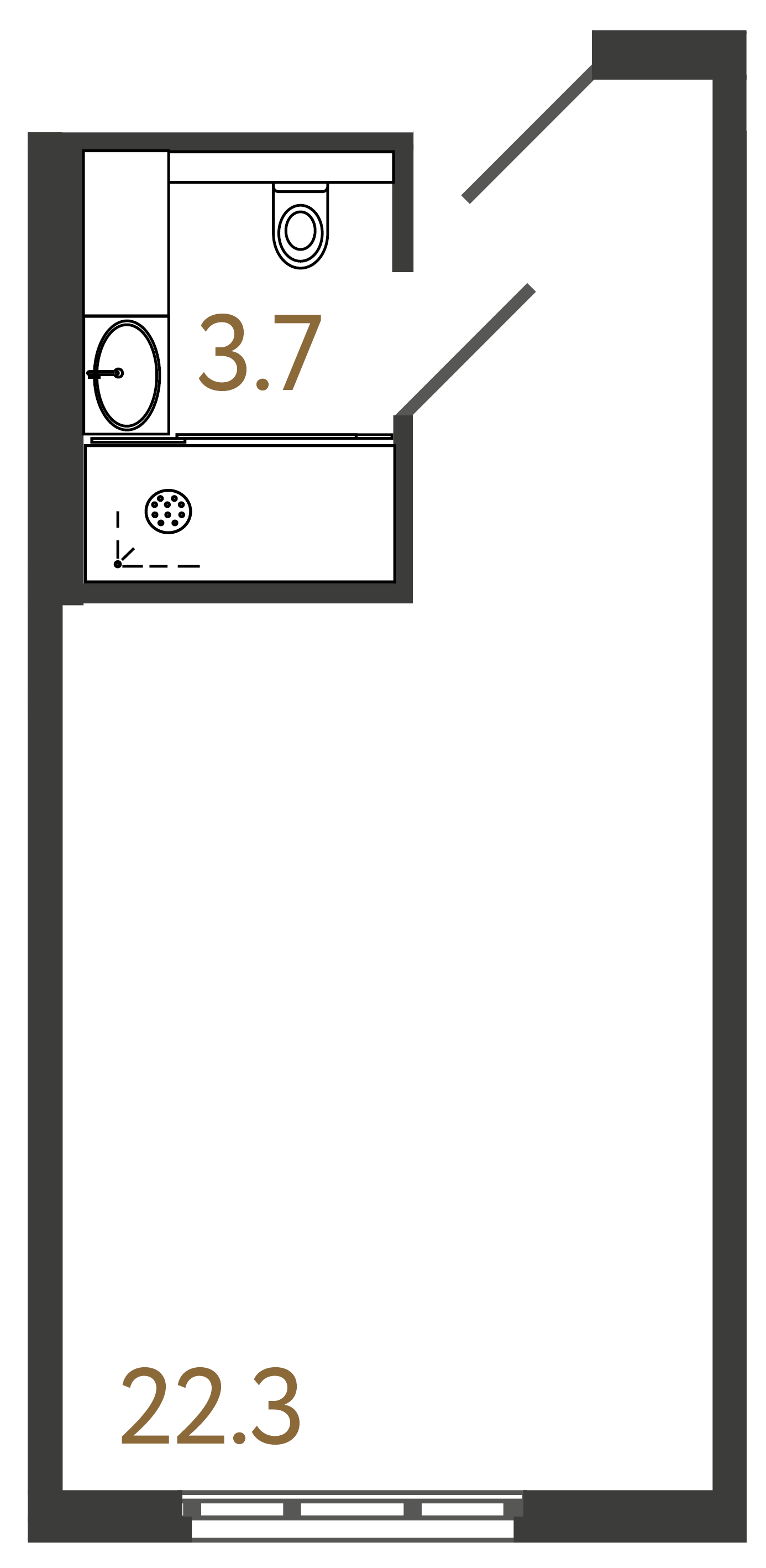 1-комнатная квартира  №1114 в ARTSTUDIO М103: 26 м², этаж 11 - купить в Санкт-Петербурге