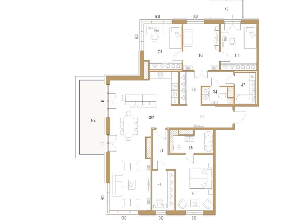 4-комнатная квартира  №114 в Черная речка, 41: 144.5 м², этаж 9 - купить в Санкт-Петербурге