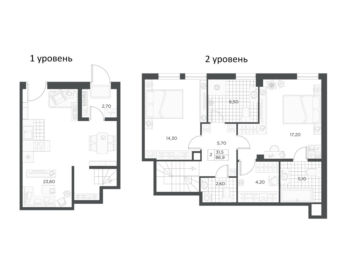 2-комнатная квартира  №123Б в Alpen: 89.8 м², этаж 1 - купить в Санкт-Петербурге