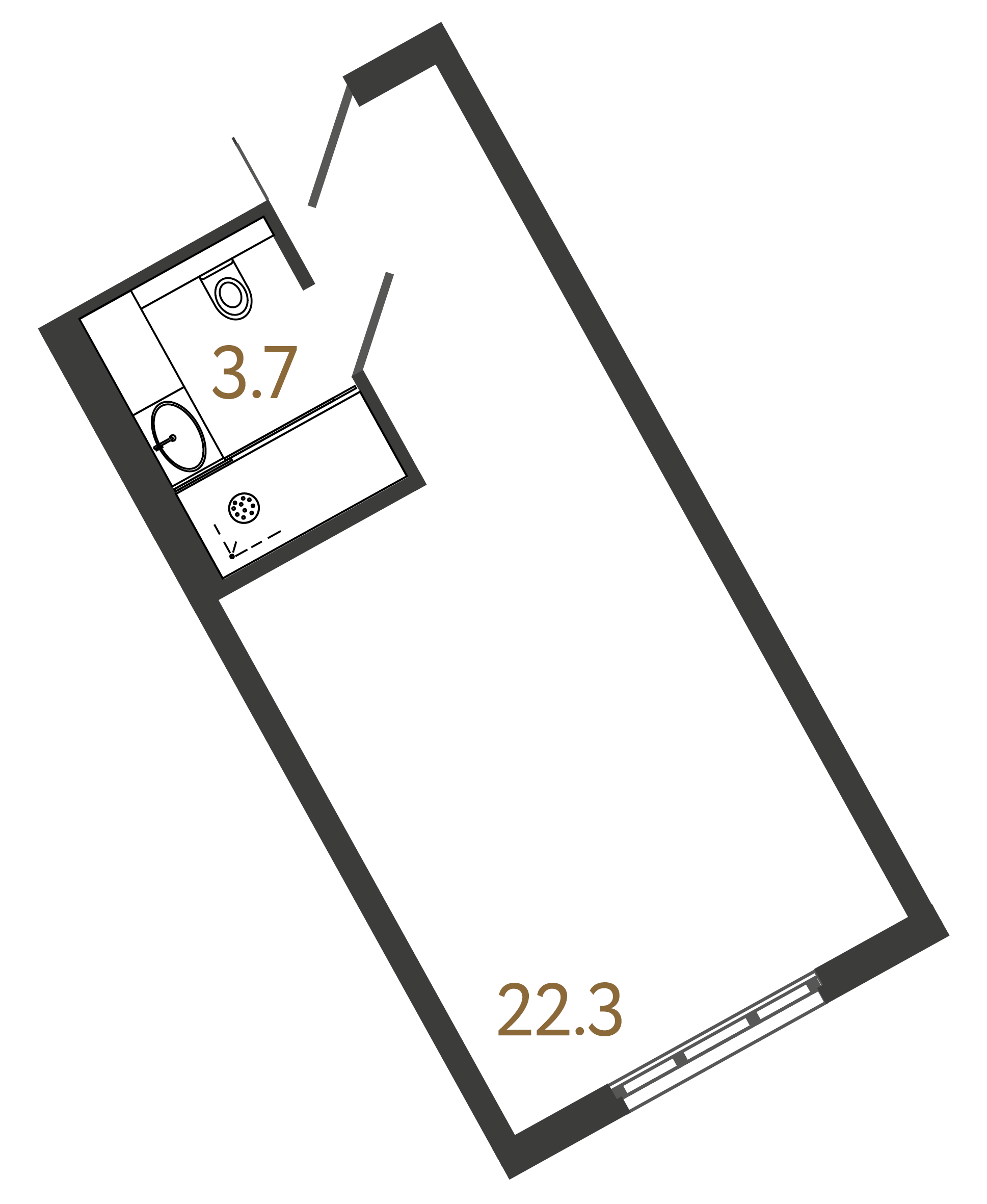 1-комнатная квартира  №924 в ARTSTUDIO М103: 26 м², этаж 9 - купить в Санкт-Петербурге