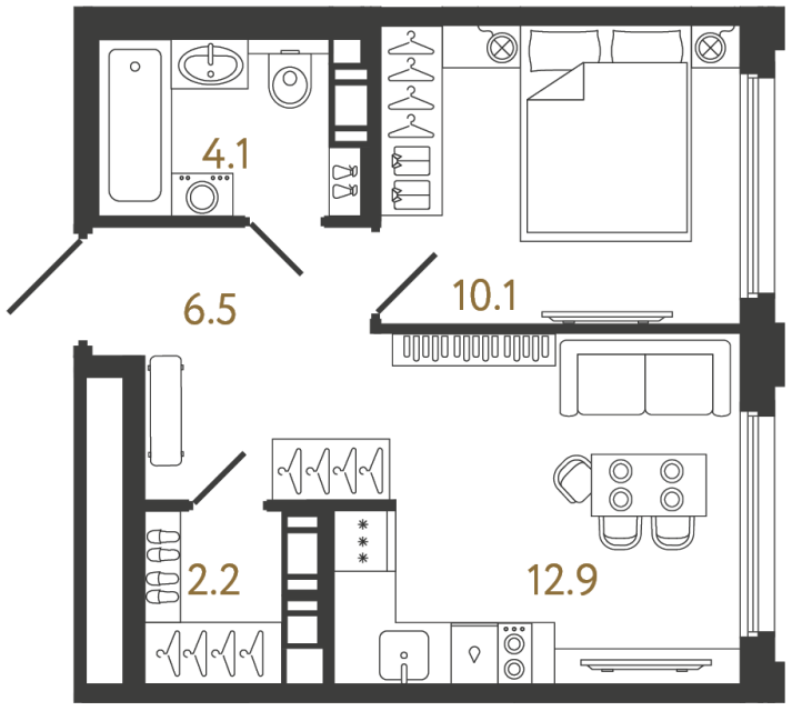 1-комнатная квартира, 35.8 м²; этаж: 9 - купить в Санкт-Петербурге