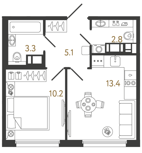 1-комнатная квартира, 34.8 м²; этаж: 9 - купить в Санкт-Петербурге