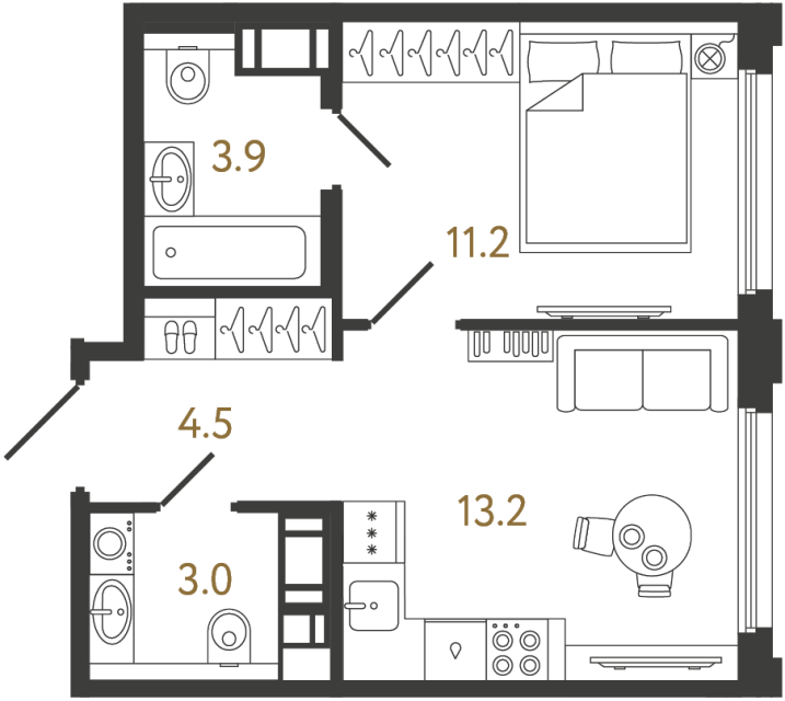 1-комнатная квартира, 35.8 м²; этаж: 10 - купить в Санкт-Петербурге
