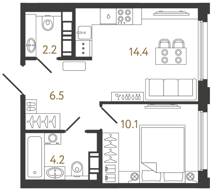 1-комнатная квартира, 37.4 м²; этаж: 4 - купить в Санкт-Петербурге