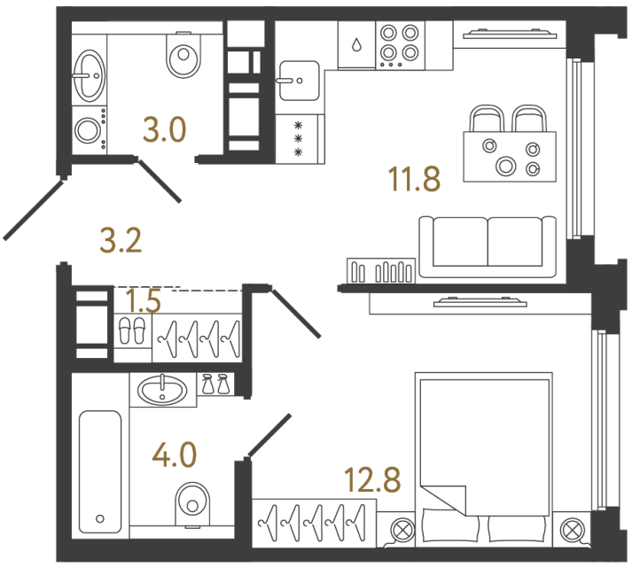 1-комнатная квартира, 36.3 м²; этаж: 5 - купить в Санкт-Петербурге