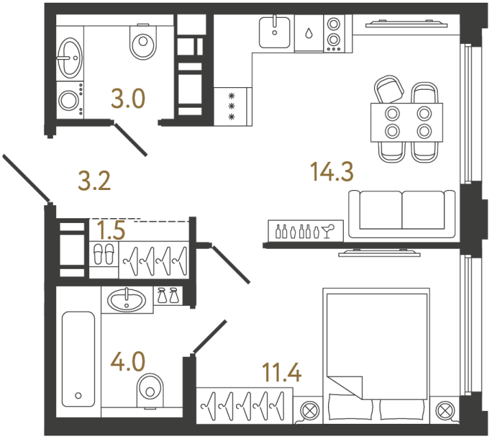 1-комнатная квартира, 37.4 м²; этаж: 10 - купить в Санкт-Петербурге