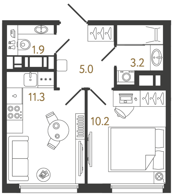 1-комнатная квартира, 31.6 м²; этаж: 20 - купить в Санкт-Петербурге