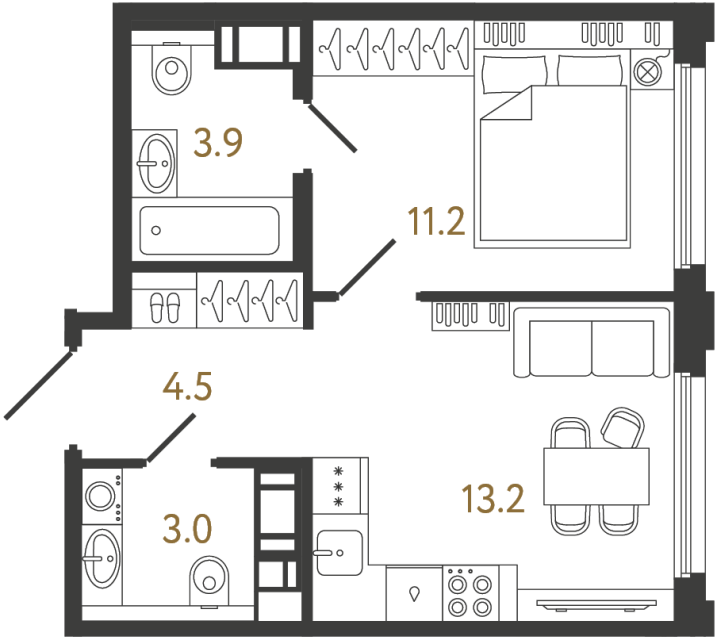 1-комнатная квартира, 35.8 м²; этаж: 11 - купить в Санкт-Петербурге