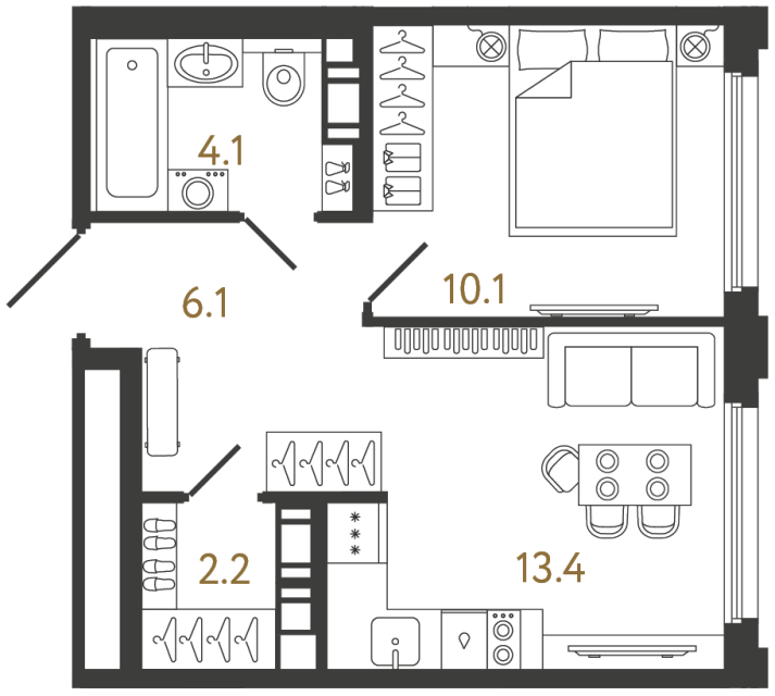1-комнатная квартира, 35.9 м²; этаж: 13 - купить в Санкт-Петербурге