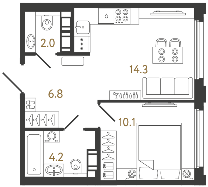 1-комнатная квартира, 37.4 м²; этаж: 13 - купить в Санкт-Петербурге