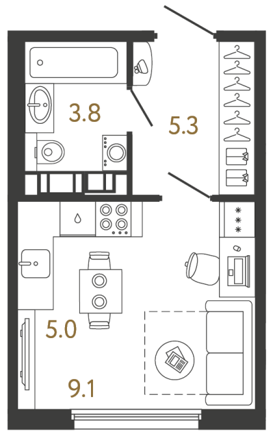 1-комнатная квартира, 23.2 м²; этаж: 6 - купить в Санкт-Петербурге