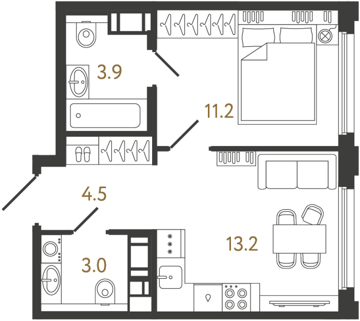 1-комнатная квартира, 35.8 м²; этаж: 9 - купить в Санкт-Петербурге
