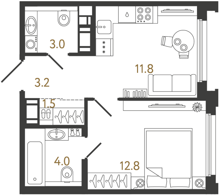1-комнатная квартира, 36.3 м²; этаж: 11 - купить в Санкт-Петербурге