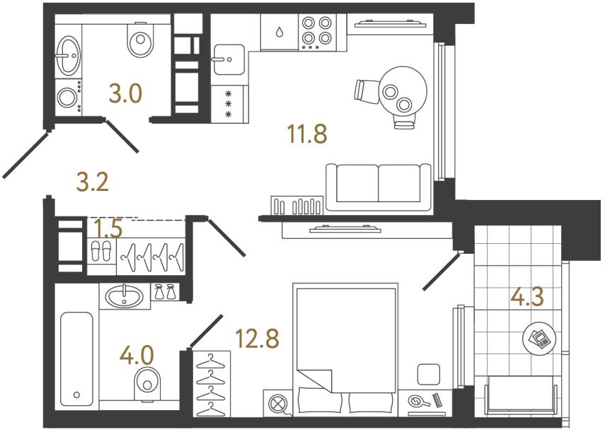 1-комнатная квартира, 36.3 м²; этаж: 18 - купить в Санкт-Петербурге