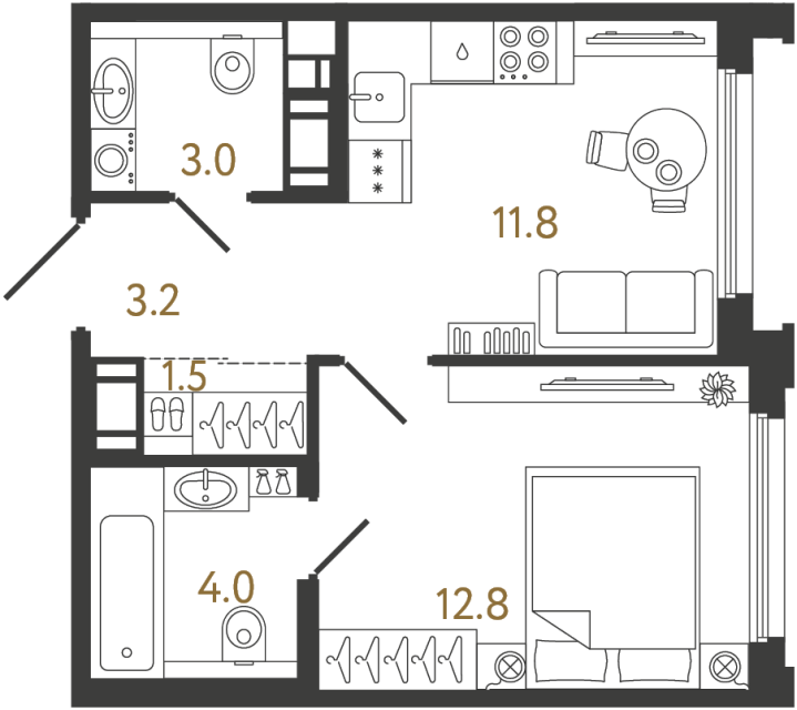 1-комнатная квартира, 36.3 м²; этаж: 9 - купить в Санкт-Петербурге