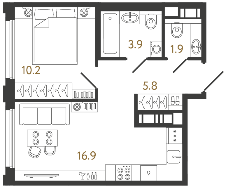 1-комнатная квартира, 38.7 м²; этаж: 13 - купить в Санкт-Петербурге