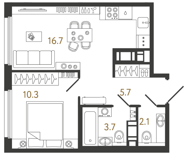 1-комнатная квартира, 38.5 м²; этаж: 18 - купить в Санкт-Петербурге