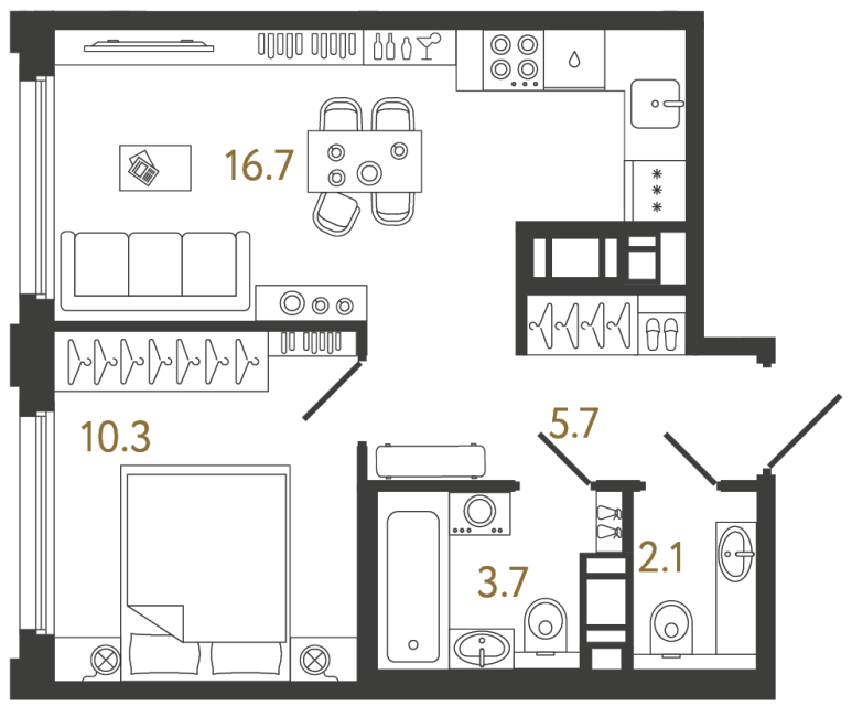 1-комнатная квартира, 38.5 м²; этаж: 15 - купить в Санкт-Петербурге
