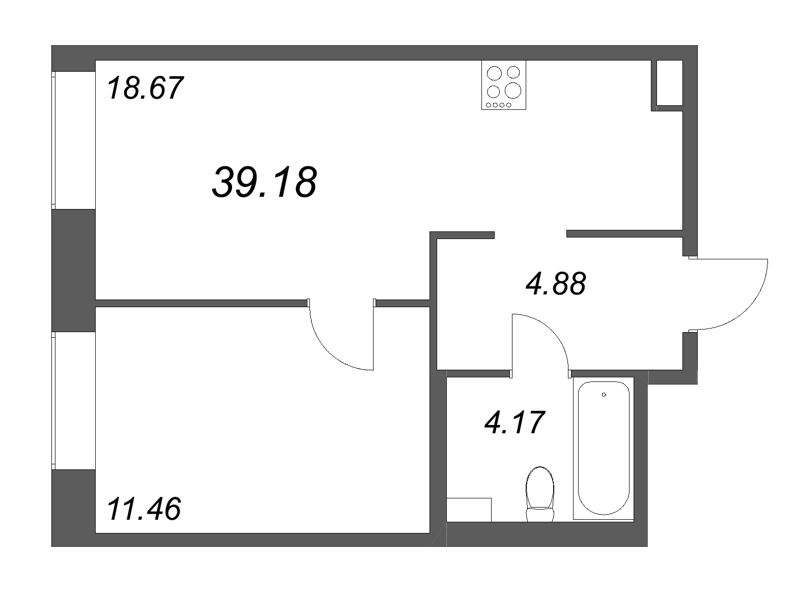 1-комнатная квартира, 39.18 м²; этаж: 1 - купить в Санкт-Петербурге