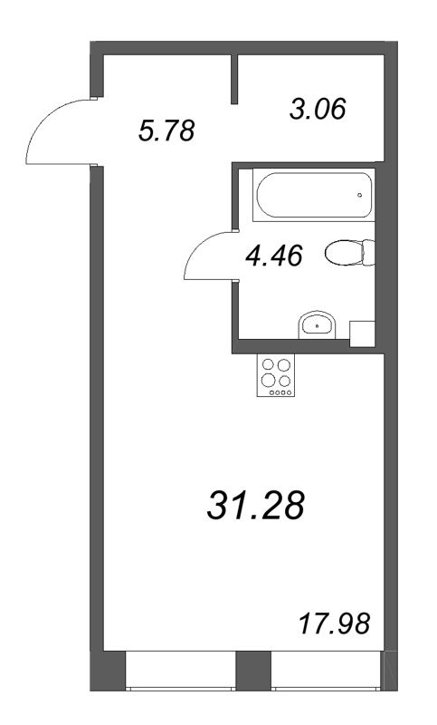 1-комнатная квартира, 31.28 м²; этаж: 2 - купить в Санкт-Петербурге