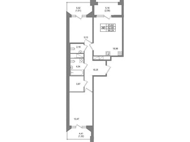 2-комнатная квартира, 68.29 м²; этаж: 11 - купить в Санкт-Петербурге