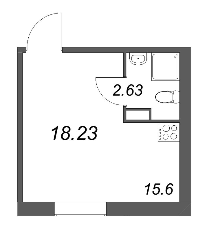 1-комнатная квартира  №419 в Лиговский, 127: 18.23 м², этаж 4 - купить в Санкт-Петербурге