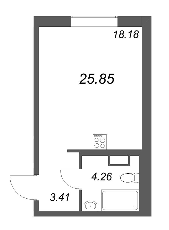 1-комнатная квартира, 25.85 м²; этаж: 5 - купить в Санкт-Петербурге