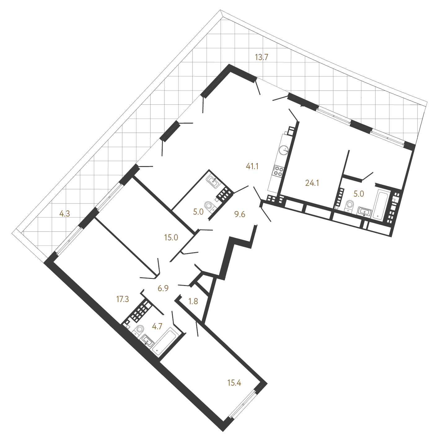 4-комнатная квартира  №19 в Миръ: 145.9 м², этаж 8 - купить в Санкт-Петербурге