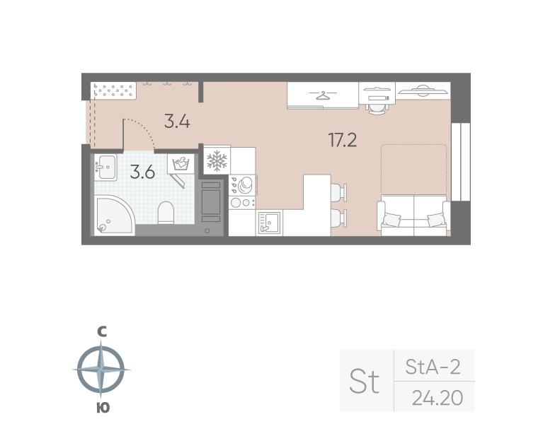 3-комнатная квартира, 75.9 м²; этаж: 5 - купить в Санкт-Петербурге