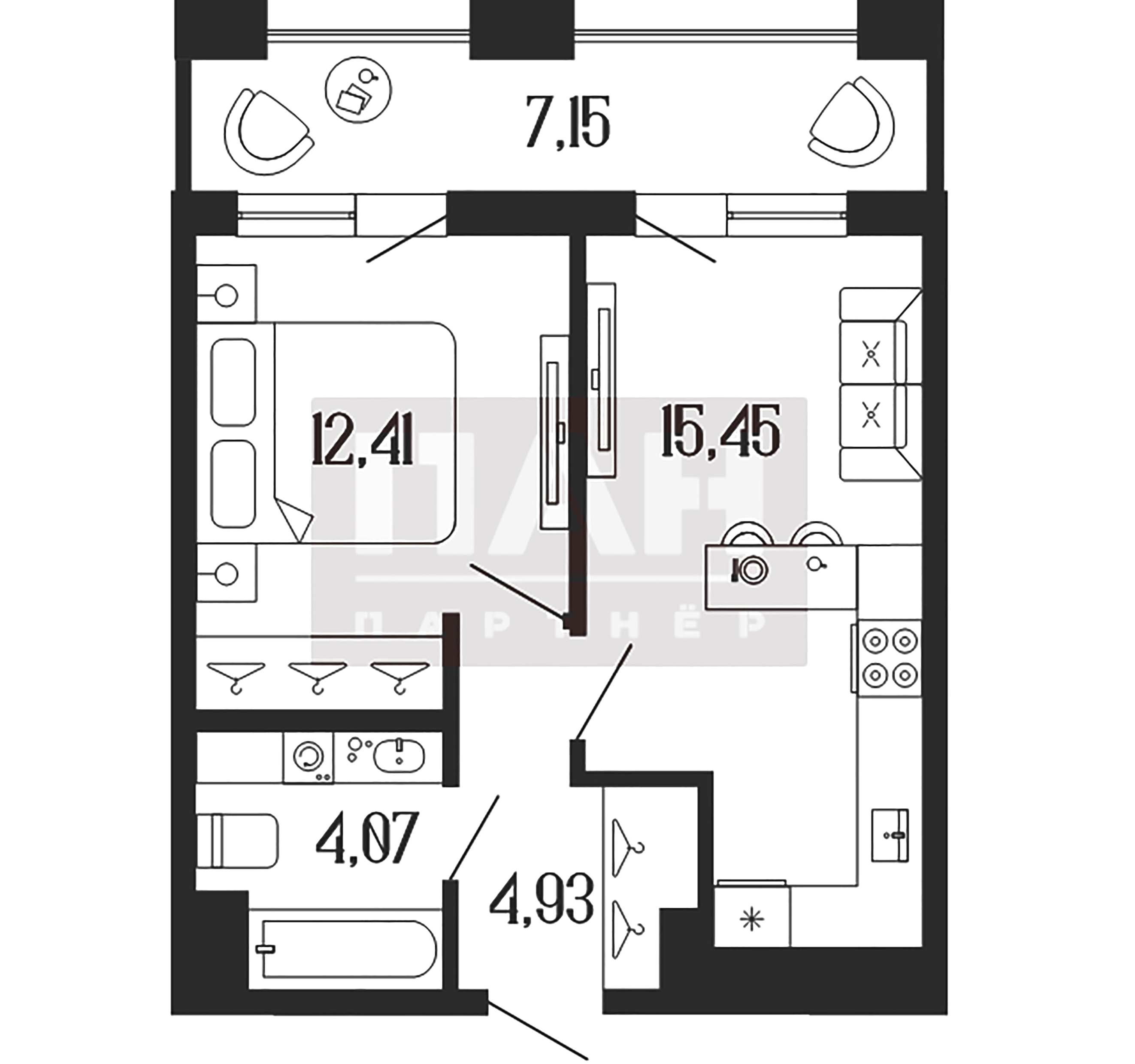 1-комнатная квартира  №29 в Коллекционный дом 1919: 40.44 м², этаж 5 - купить в Санкт-Петербурге