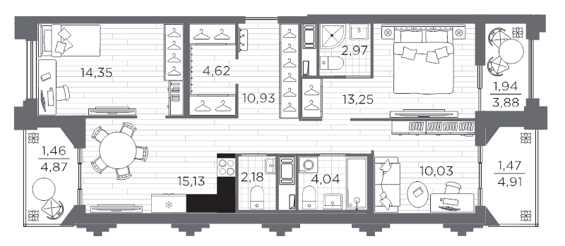 3-комнатная квартира, 82.37 м²; этаж: 11 - купить в Санкт-Петербурге