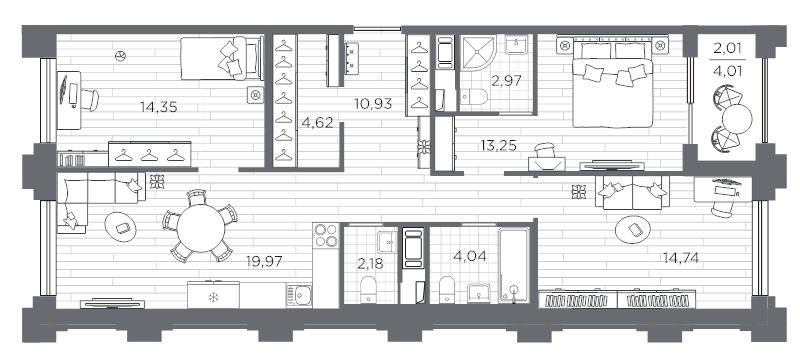 3-комнатная квартира, 89.06 м²; этаж: 9 - купить в Санкт-Петербурге