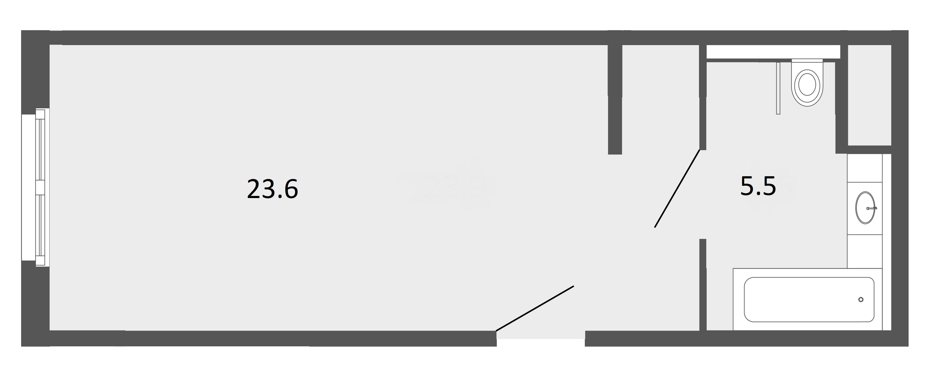 1-комнатная квартира  №360 в ArtStudio Moskovsky: 29.5 м², этаж 13 - купить в Санкт-Петербурге