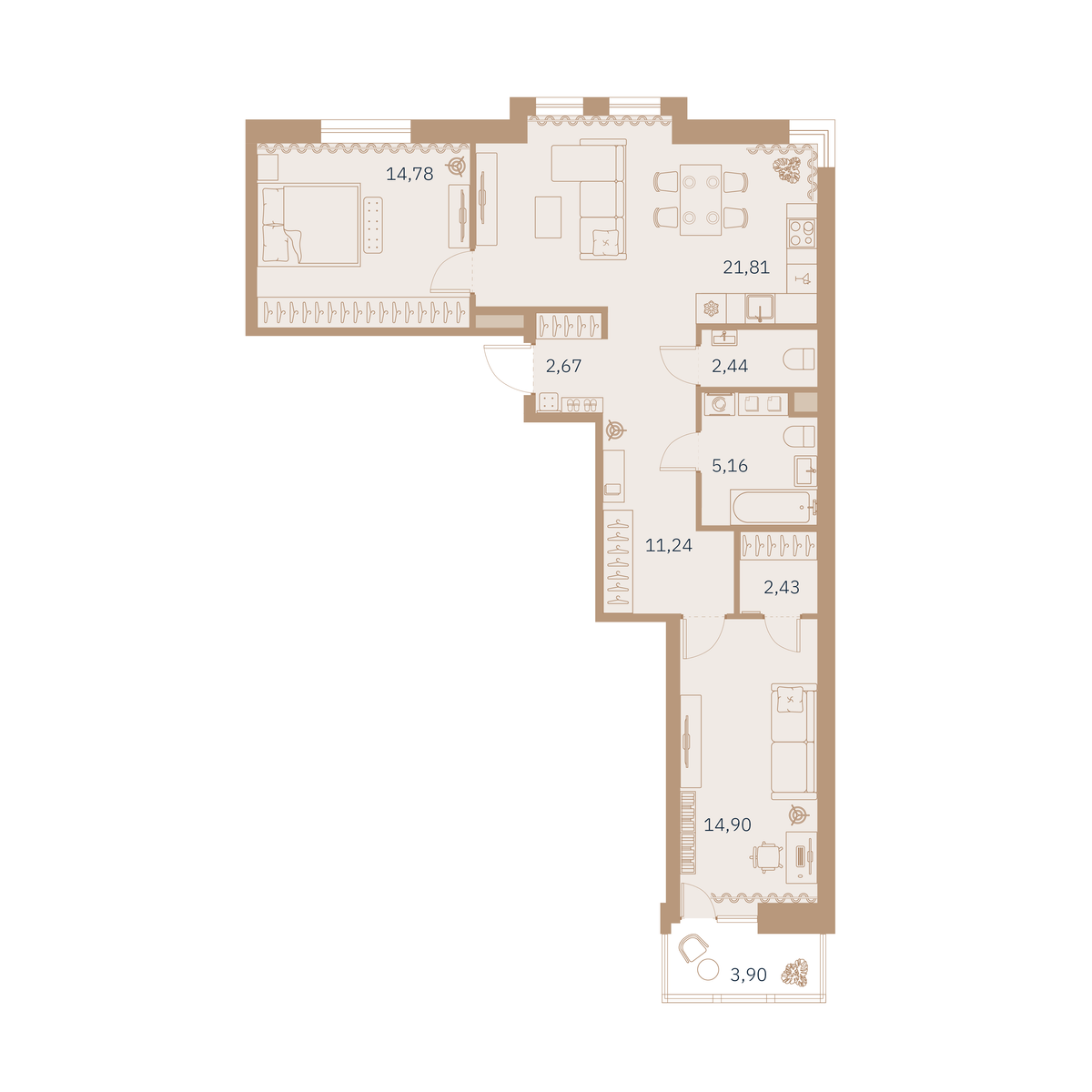 2-комнатная квартира, 75.84 м²; этаж: 6 - купить в Санкт-Петербурге