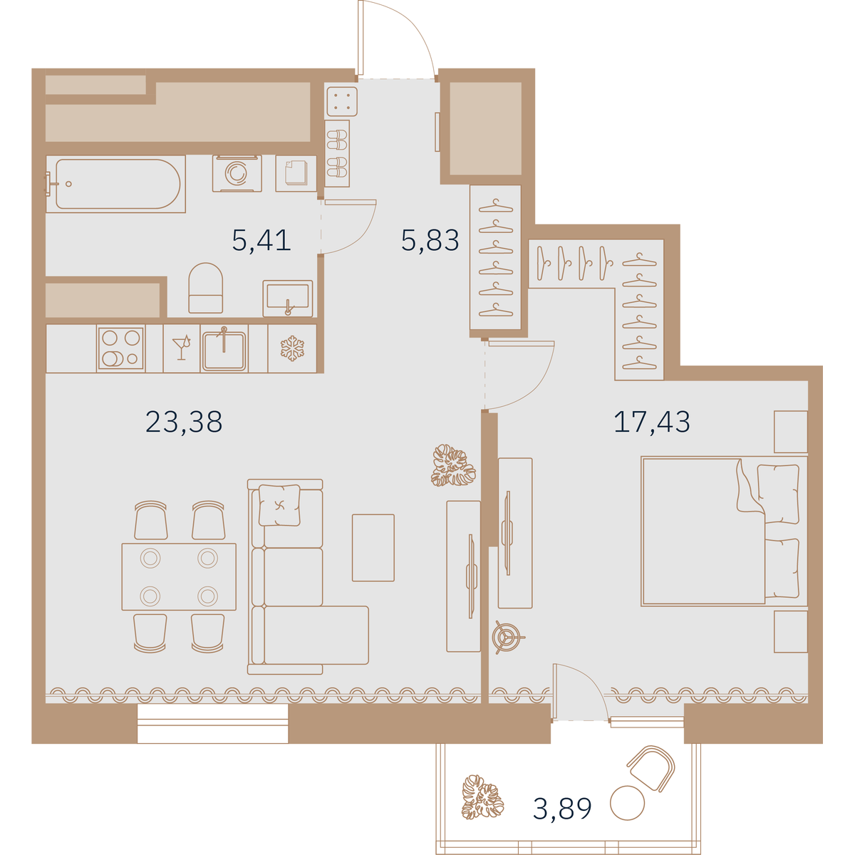 1-комнатная квартира, 52.72 м²; этаж: 6 - купить в Санкт-Петербурге