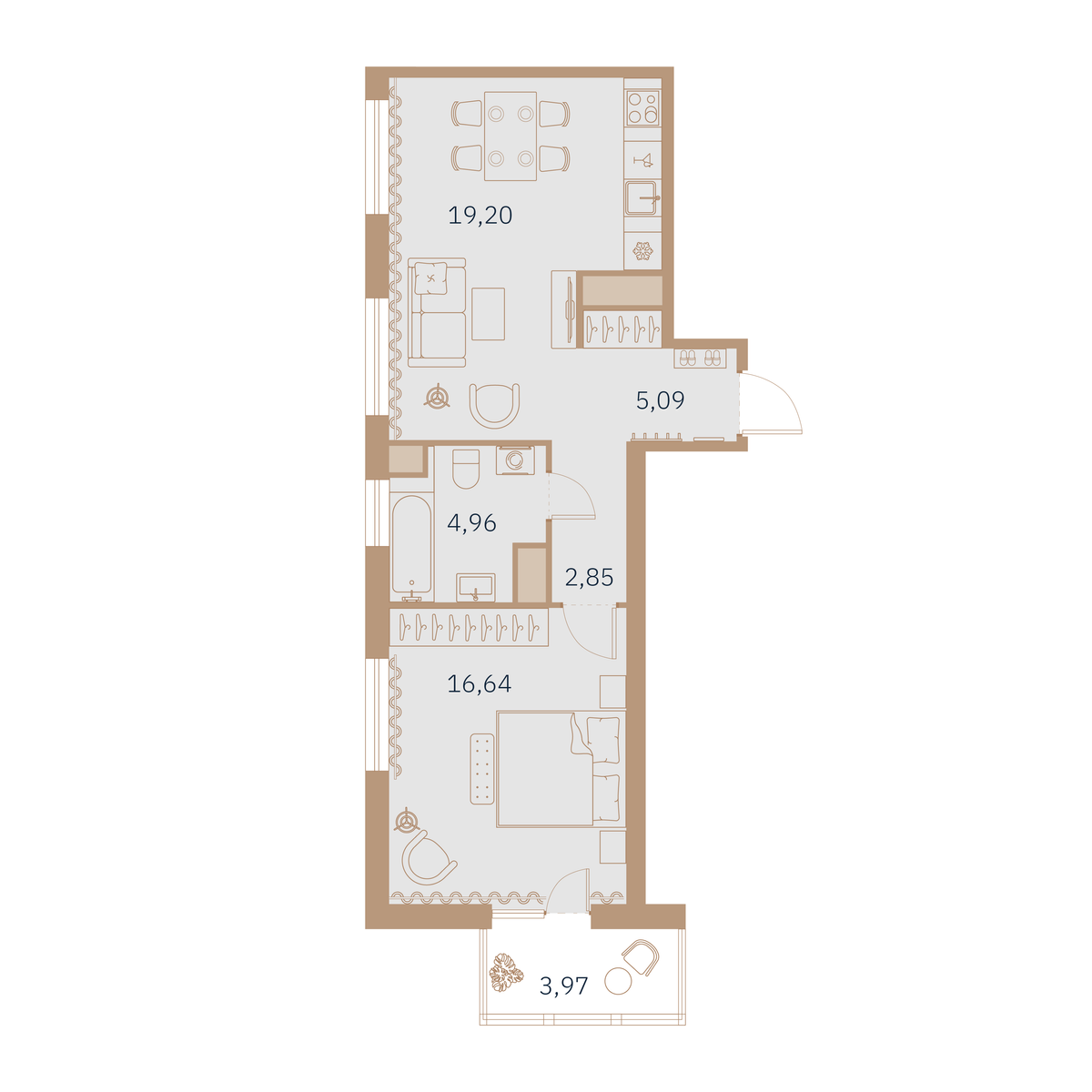 1-комнатная квартира, 49.57 м²; этаж: 8 - купить в Санкт-Петербурге