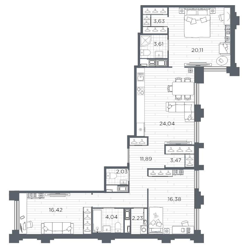 3-комнатная квартира, 107.85 м²; этаж: 3 - купить в Санкт-Петербурге
