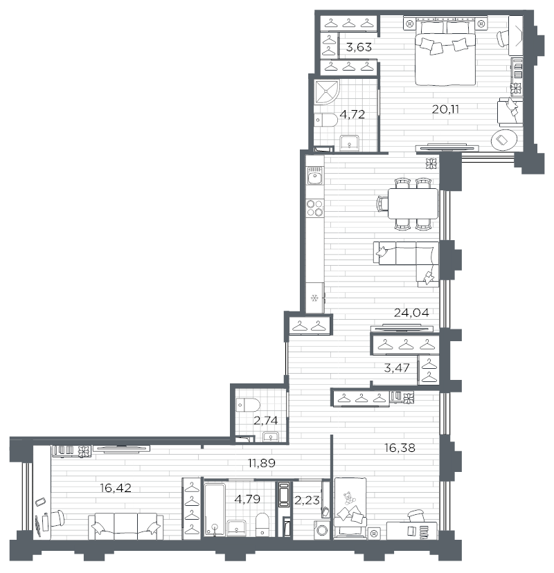 3-комнатная квартира, 110.42 м²; этаж: 1 - купить в Санкт-Петербурге