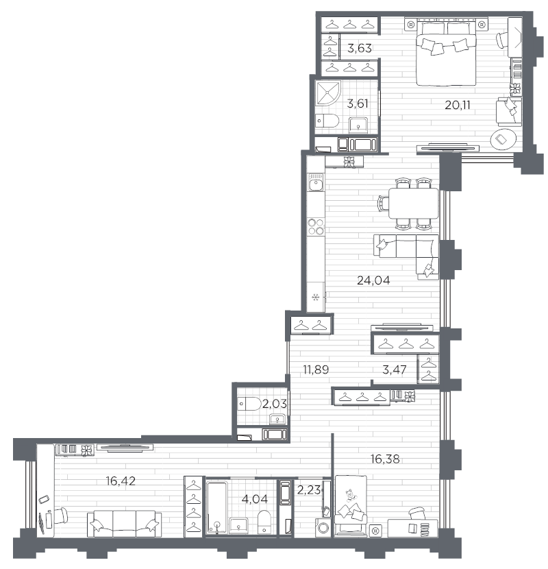 3-комнатная квартира, 107.85 м²; этаж: 4 - купить в Санкт-Петербурге