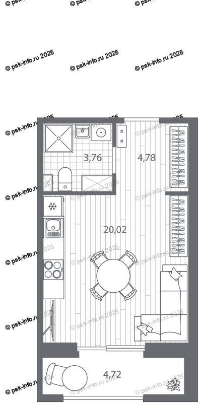 3-комнатная квартира  №105 в Ассамблея: 82.6 м², этаж 12 - купить в Санкт-Петербурге