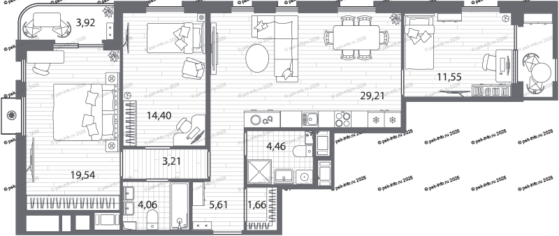 2-комнатная квартира  №43 в Ассамблея: 70.88 м², этаж 7 - купить в Санкт-Петербурге